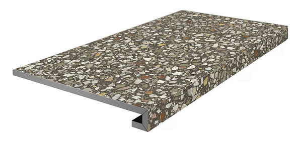 Ступень Керама Марацци фронтальная клееная Бричиола коричневый матовый обрезной 33x60x0,9