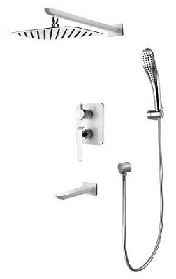 Смеситель Melange LM4922CW для ванны с душем встраиваемый с ручным и верхним душем