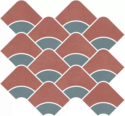 Декор Керама Марацци Таделакт наборный красный, бирюзовый матовый обрезной 30x28x0,9