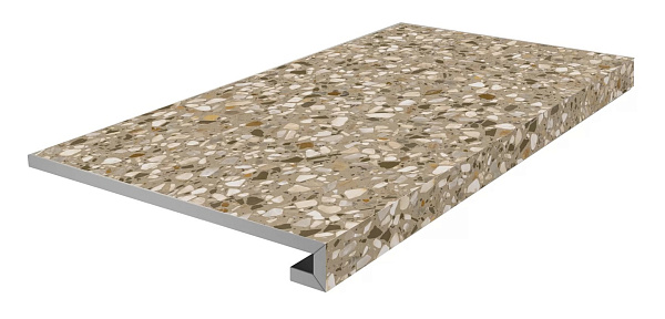 Ступень Керама Марацци фронтальная клееная Бричиола бежевый матовый обрезной 33x60x0,9